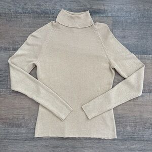 VTG Shimmer Caché Gold Metallic Turtleneck Sweater